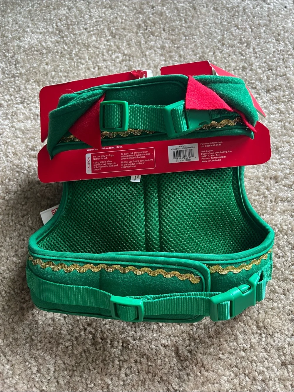 Christmas Green Dog Comfort Vest Harness - Medium